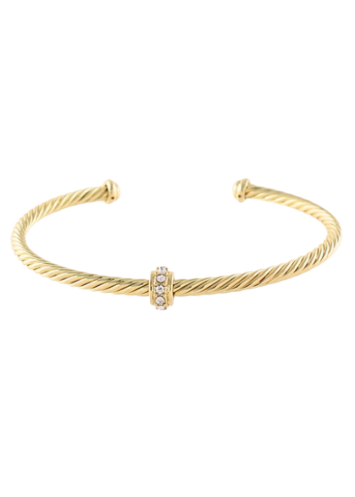 Crystal Ring 3mm Cable Cuff - Gold