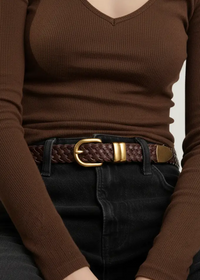 Narrow Leather Braided Belt