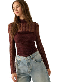 Floral Lace Ruched Mock-Neck Bodysuit