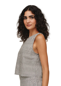Sleeveless Boat Neck Split Back Top