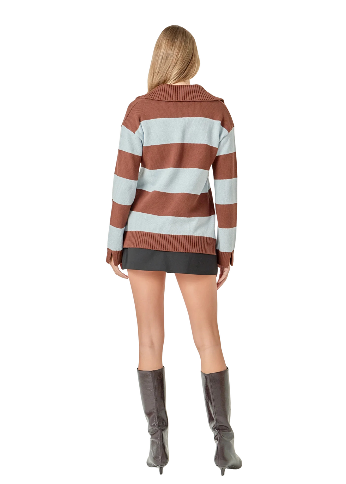 Stripe Rugby Collared Sweater