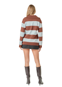 Stripe Rugby Collared Sweater