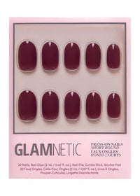 Berry Maroon Press-On Nails | Short Round