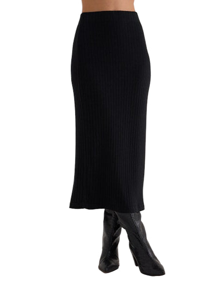 Clean Waist Knit Skirt w/ Side Slit