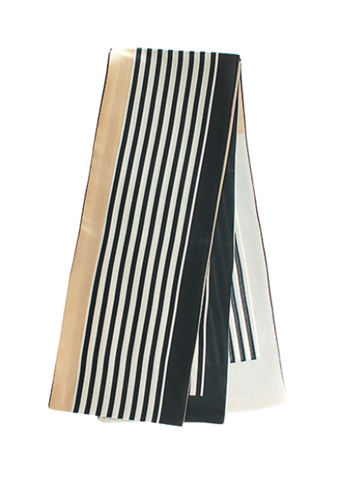 Stripe Print Narrow Scarf - White/Multi