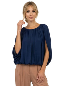 Grecian Drape Bubble Blouse