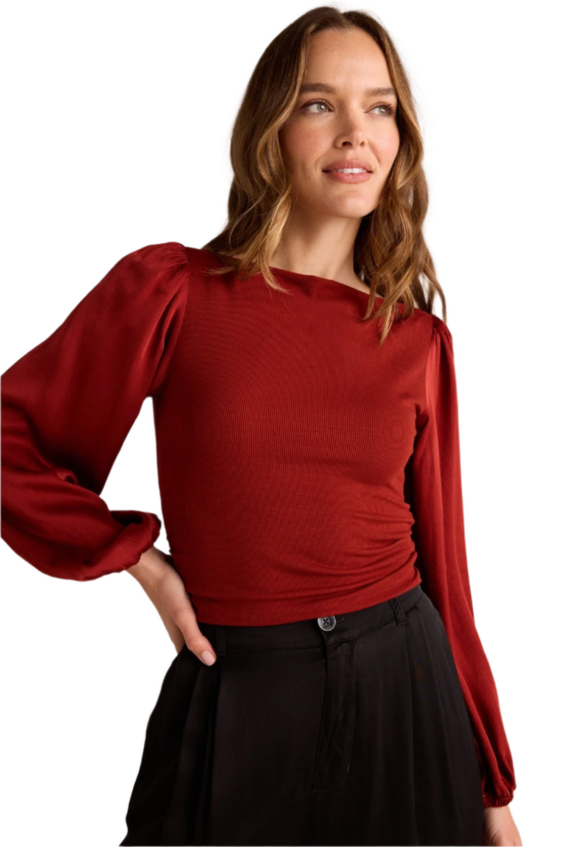 Ruched Waist Flowy Sleeve Top