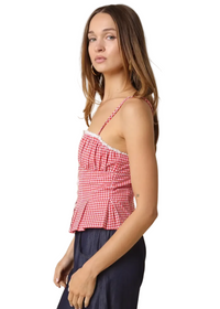 Selena Gingham Peplum Cami Top