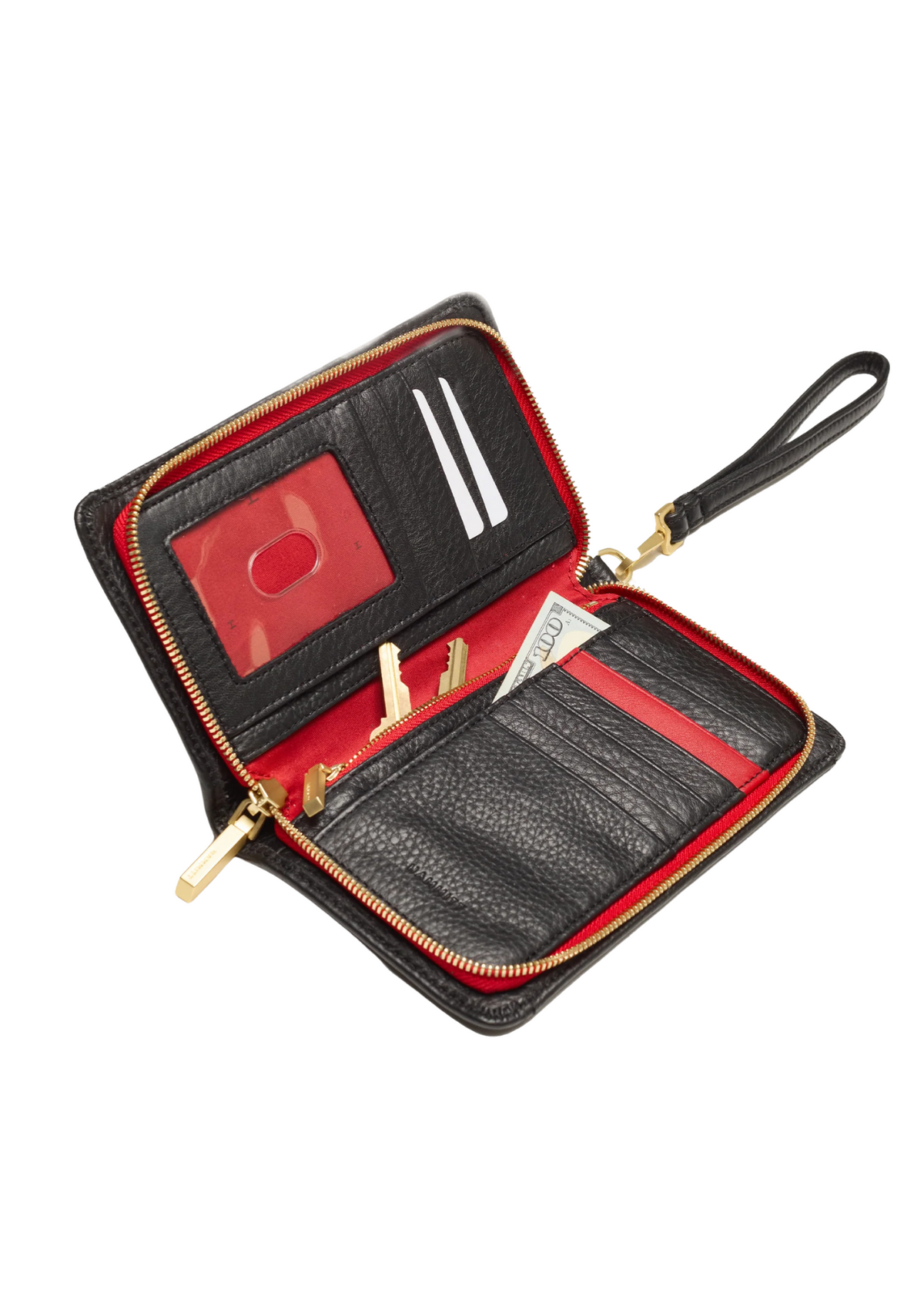 Bryant Wallet Black/brushed Gold Red Zip