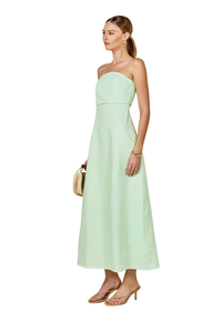 Lucia Folded Strapless Linen Maxi Dress