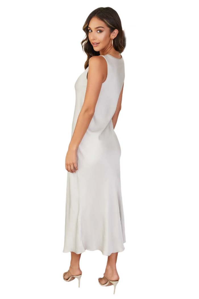 Silk V-Neck Sleeveless Maxi Dress