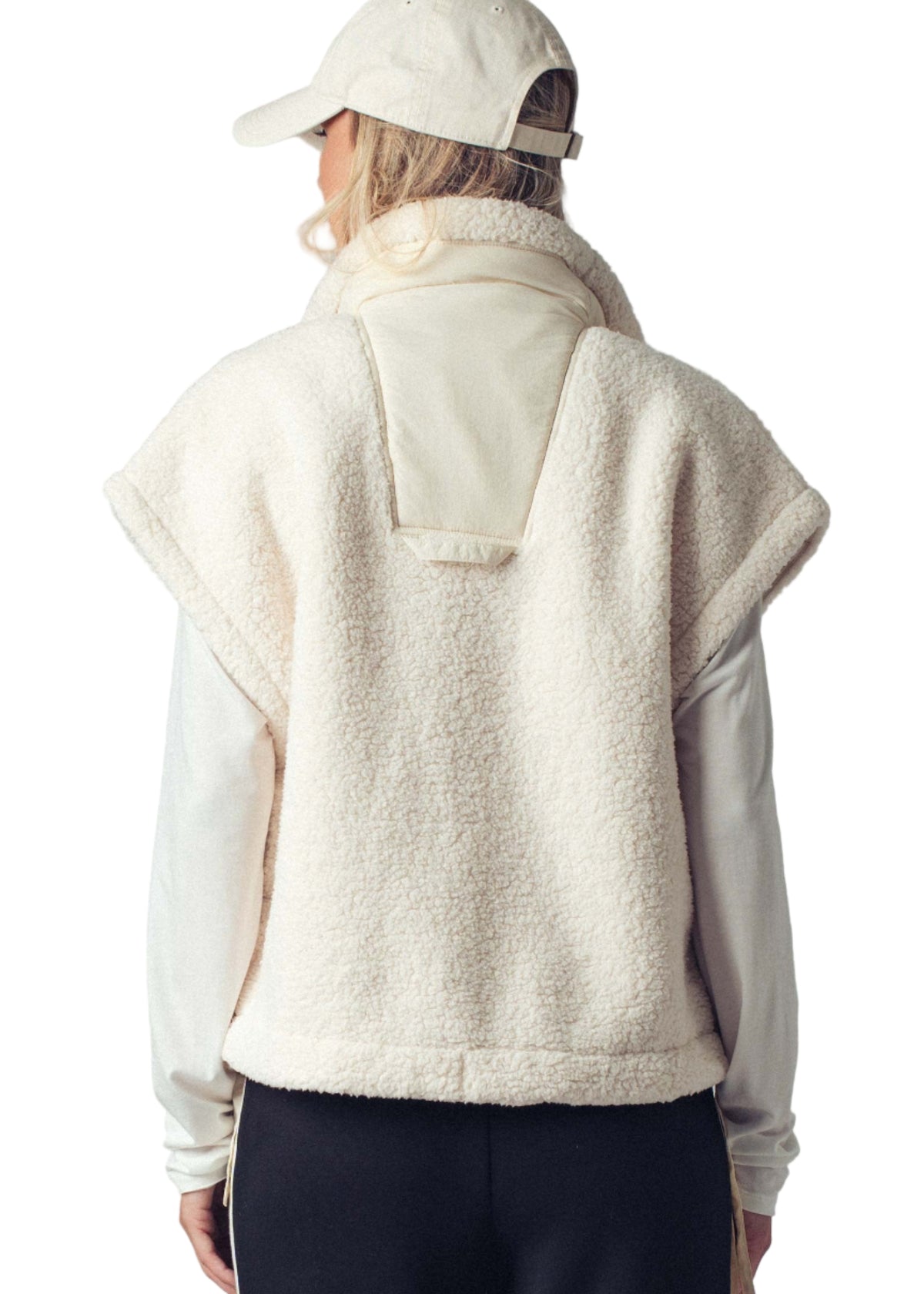 Cozy Sherpa Vest With Quilted Collar