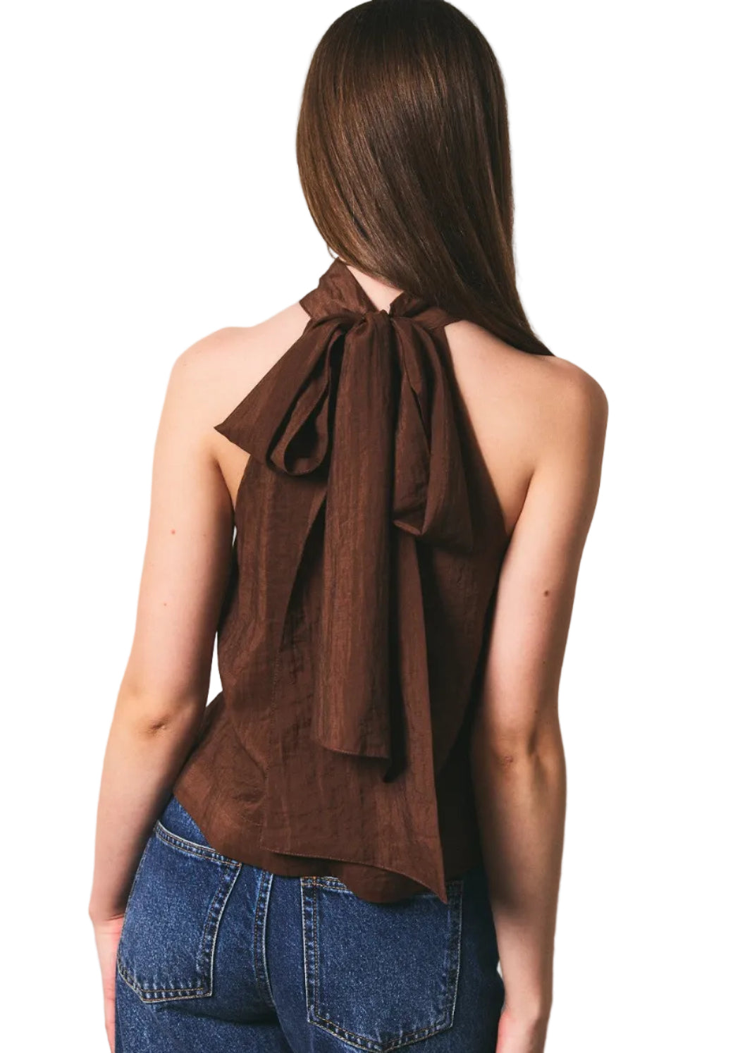 Bow Detail Halter Neck Flare Top