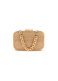 Sofie Woven and Wood Clutch