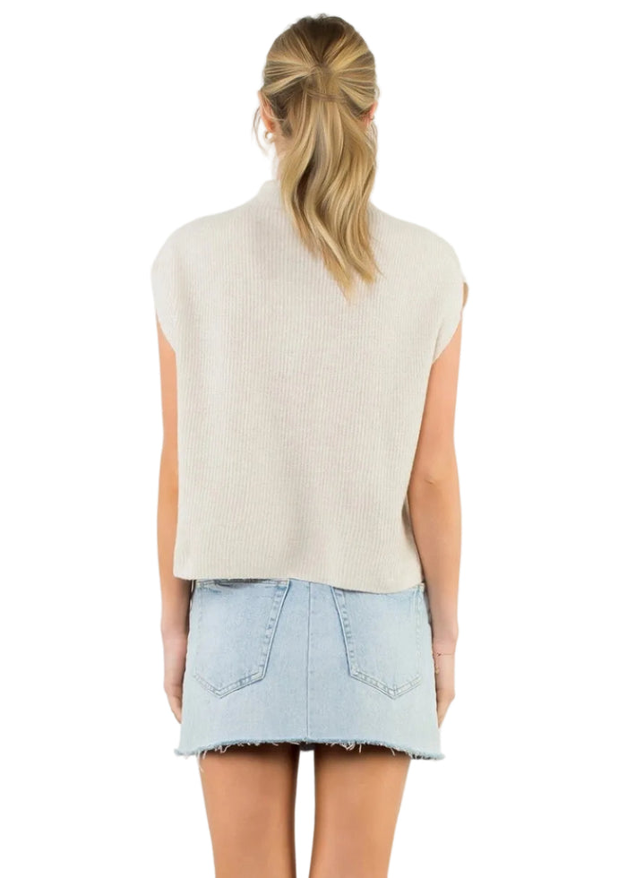 Sleeveless Mock Neck Knit Top