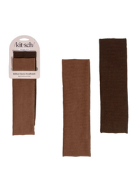 Ribbed Elastic Headbands 2pc Set - Mocha & Chocolate