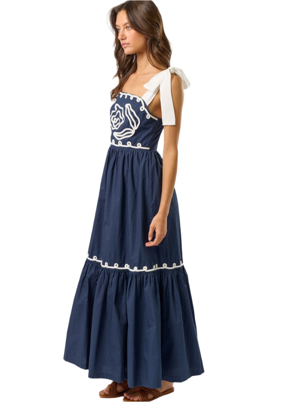 Shoulder Bow Tie Maxi Dress