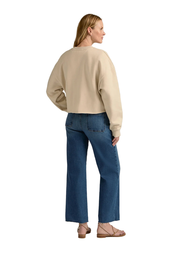 Cropped Collegiate Sweatshirt - French Oak/Snow White