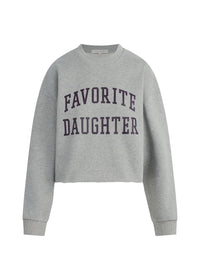 Cropped Collegiate Sweatshirt - Heather Grey/Burgundy
