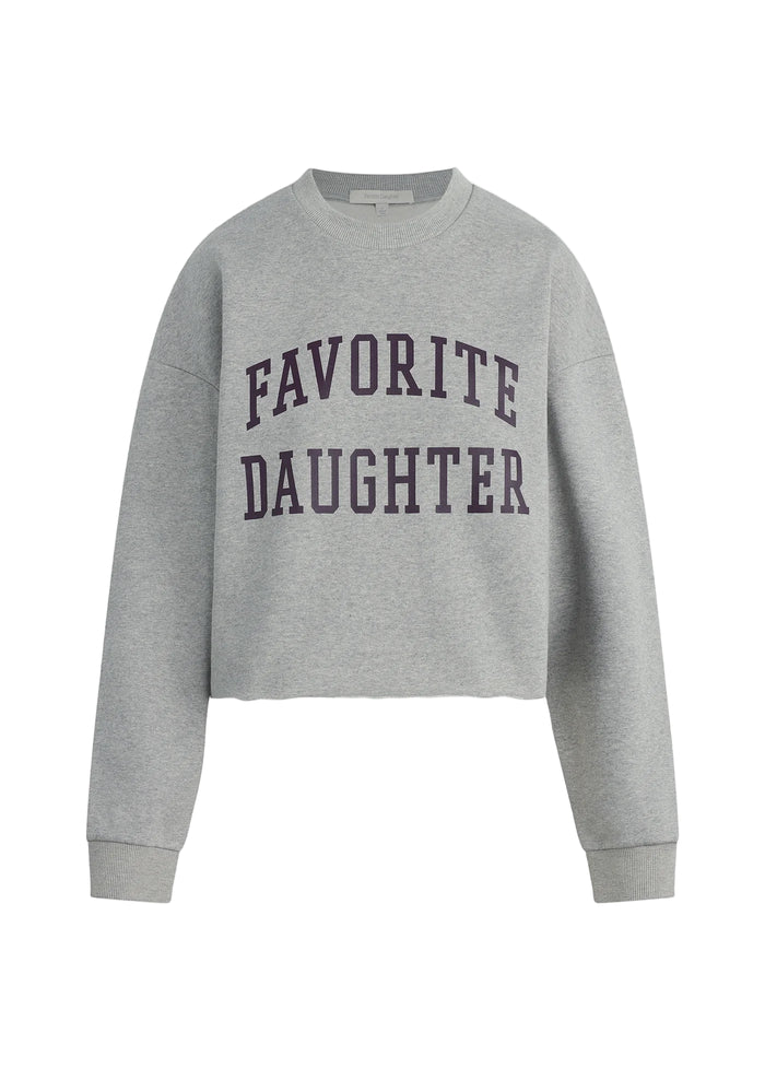 Cropped Collegiate Sweatshirt - Heather Grey/Burgundy