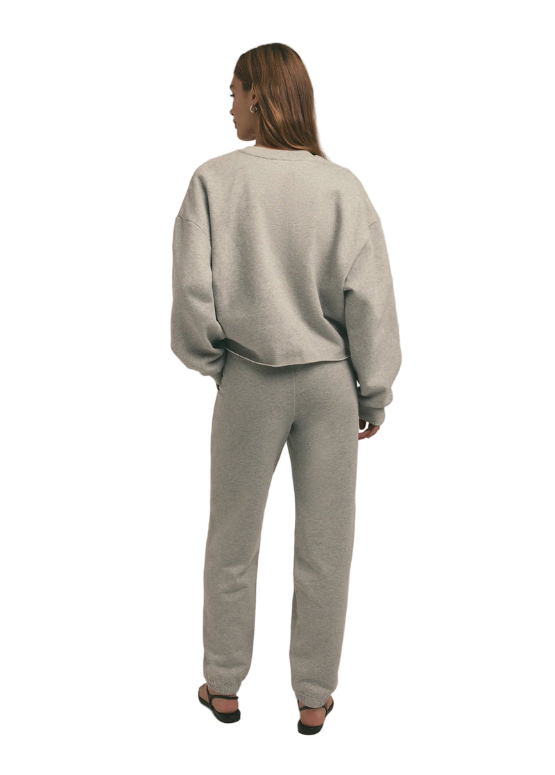 Cropped Collegiate Sweatshirt - Heather Grey/Burgundy