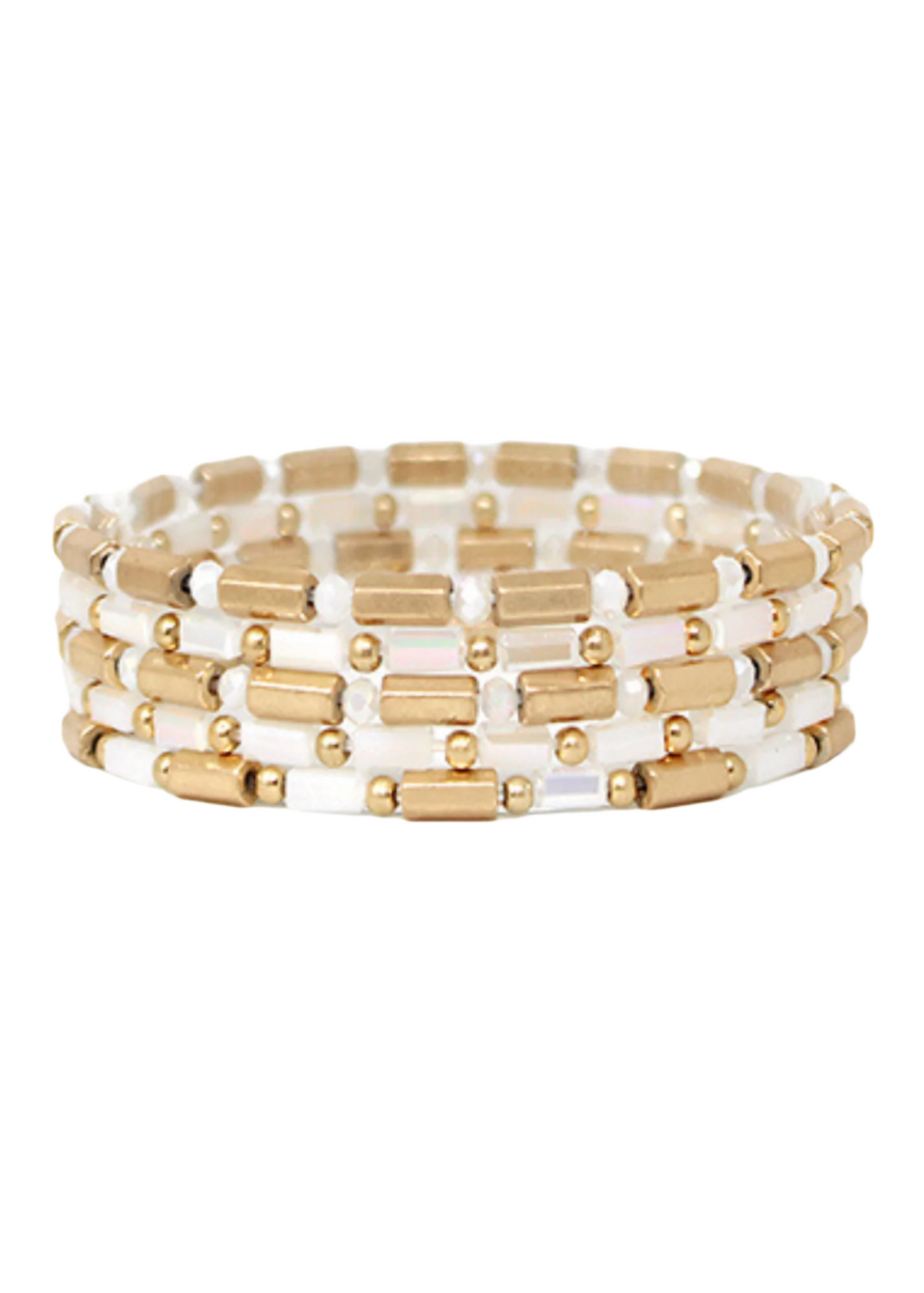 5 Row Hexagon Cylinder Beads Bracelet