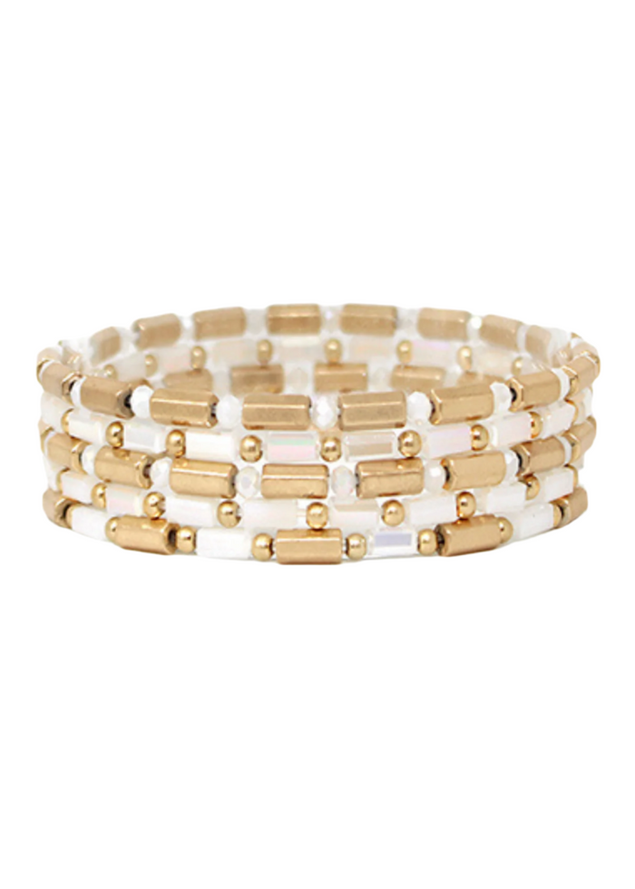 5 Row Hexagon Cylinder Beads Bracelet