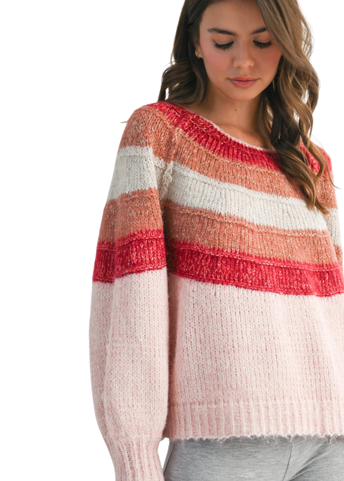 Striped Chunky Knit Pullover Sweater