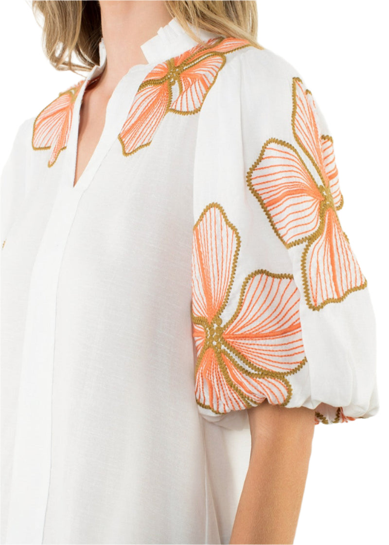 Casey Embroidered Puff Sleeve Top