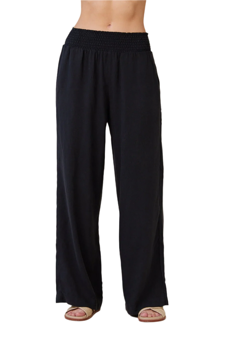 Smocked Waist Wide Leg Pant