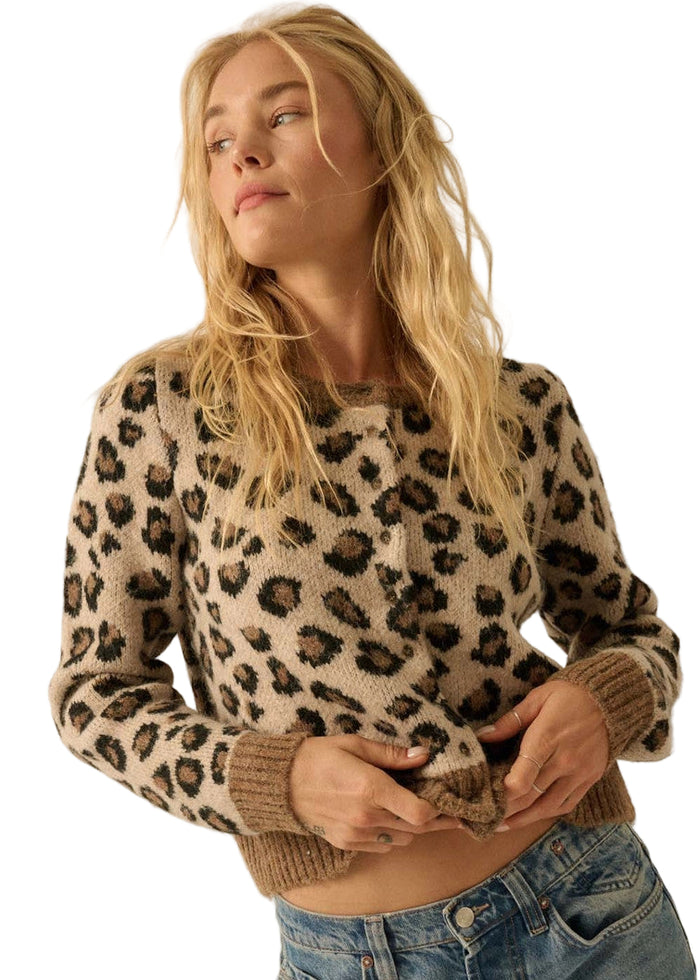Leopard-Print Button-Front Cardigan