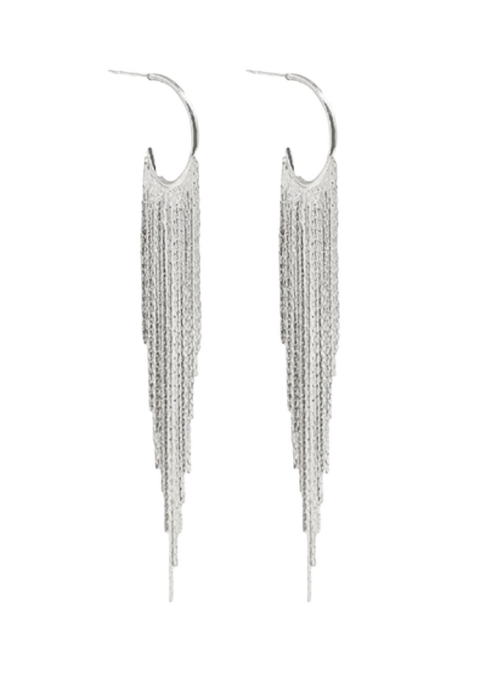 Chain Tassel Huggie Hoops