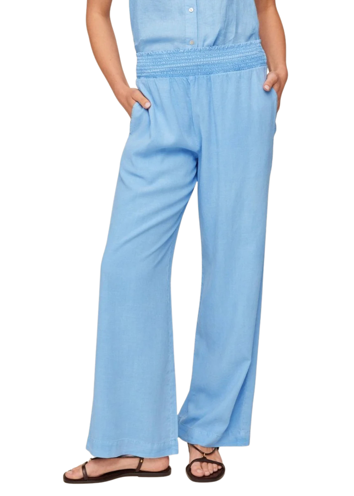 Smocked Waist Wide Leg Pant
