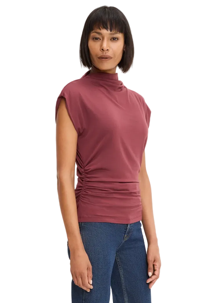 Mina Mock Neck Power Shoulder Top