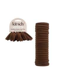 Fabric Seamless Hair Elastics 20pc Set - Chocolate