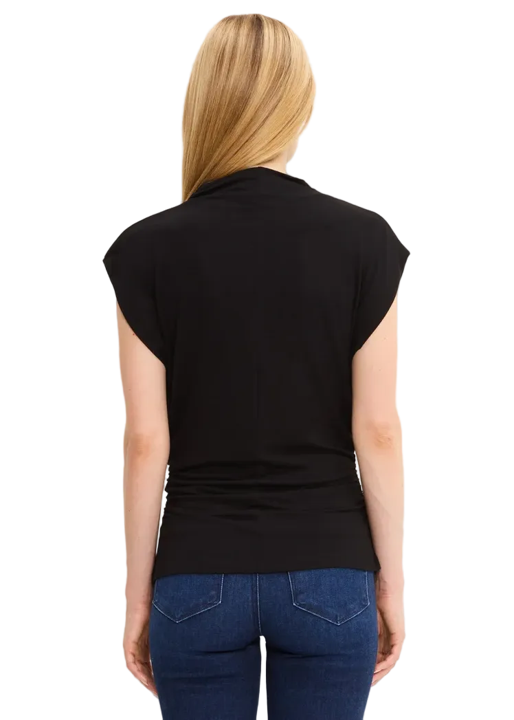 Mina Mock Neck Power Shoulder Top