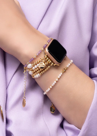 Gold and Pearl Stretch Apple Watch Strap