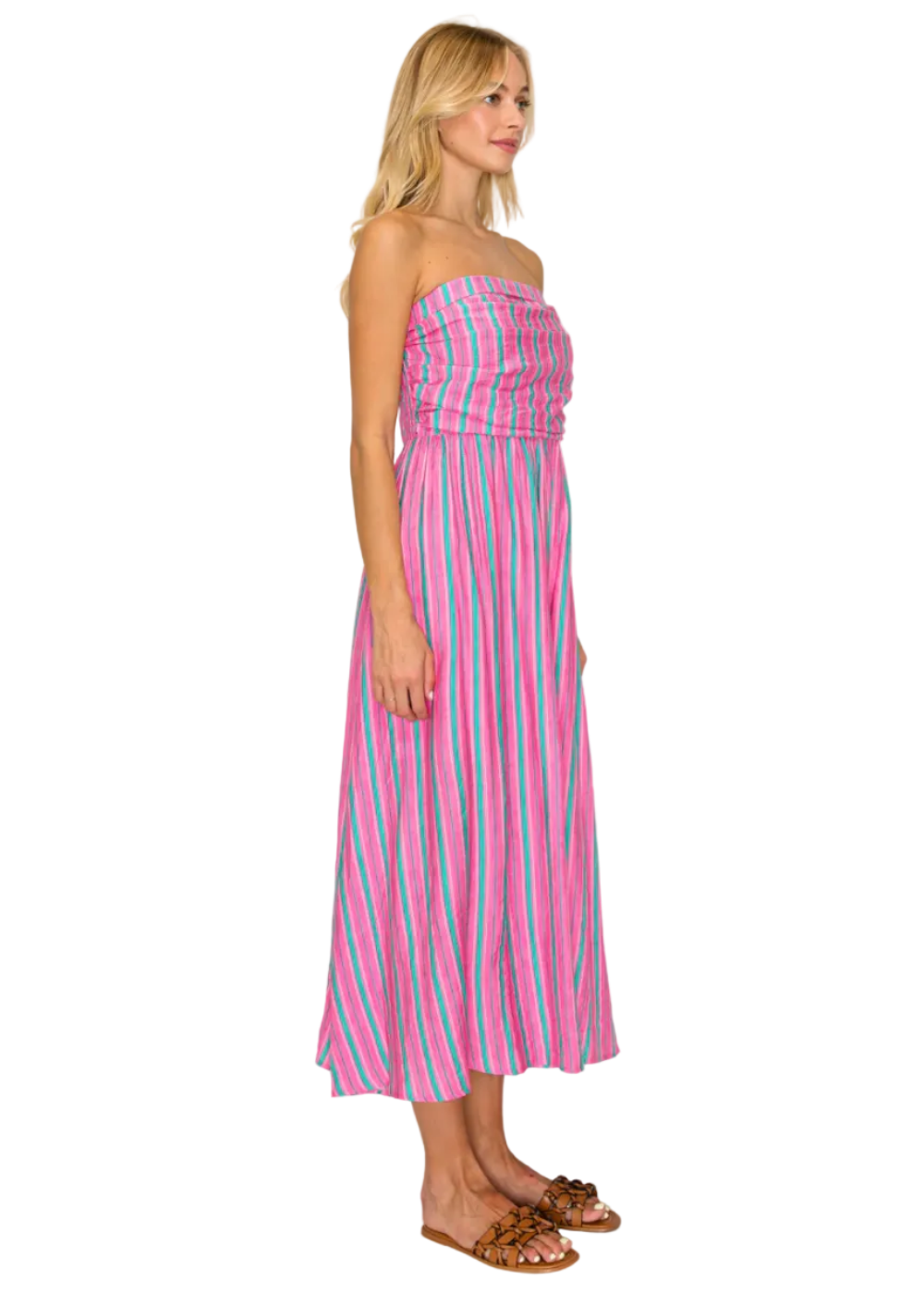 Raspberry Drift Tube Midi Dress