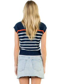 Cap Sleeve Stripe Knit Top