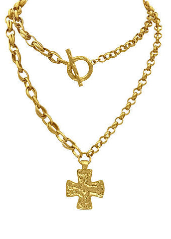 Cross Necklace - Vintage Gold