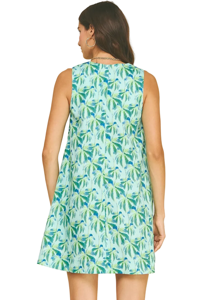 Tropical Print A-Line Mini Dress
