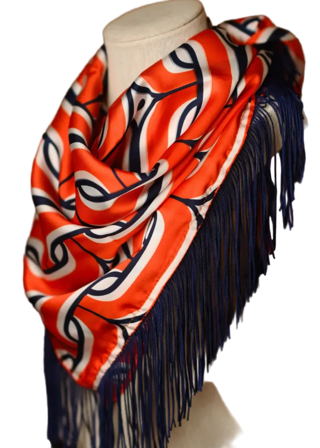 Game Day Fringe Scarf - Orange & Navy