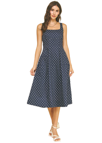 Polka Dot Flared A-Line Midi Dress