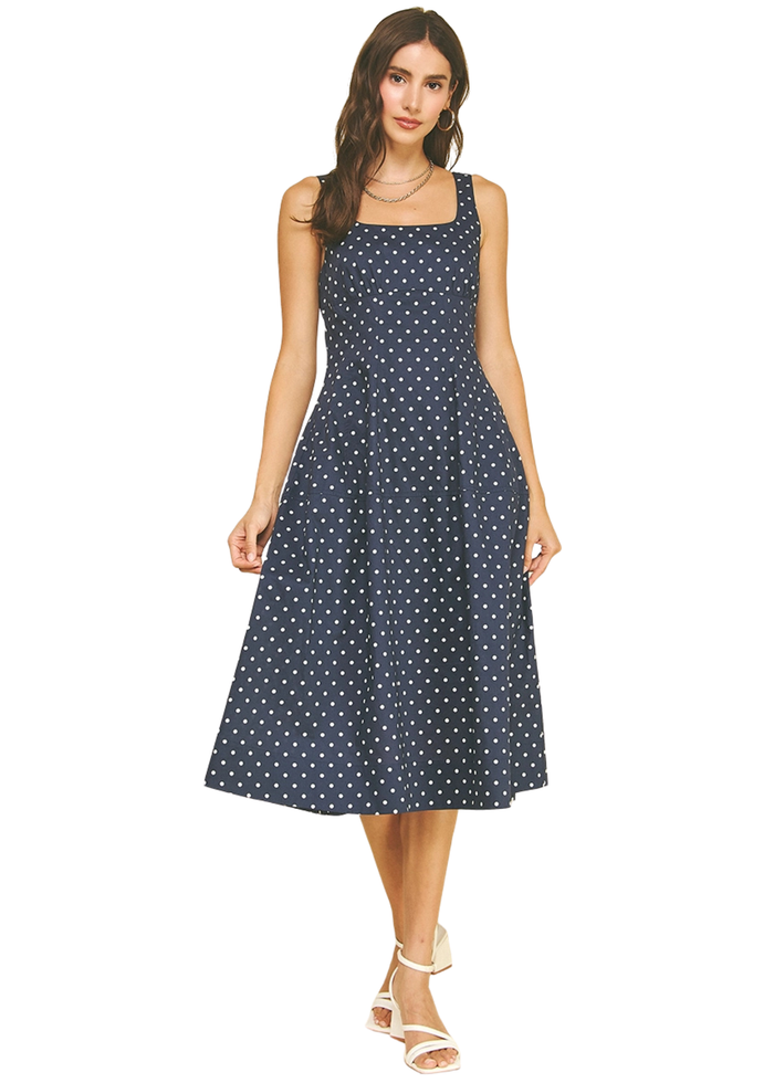Polka Dot Flared A-Line Midi Dress