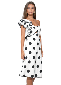 Cailyn One Shoulder Ruffle Midi Dress