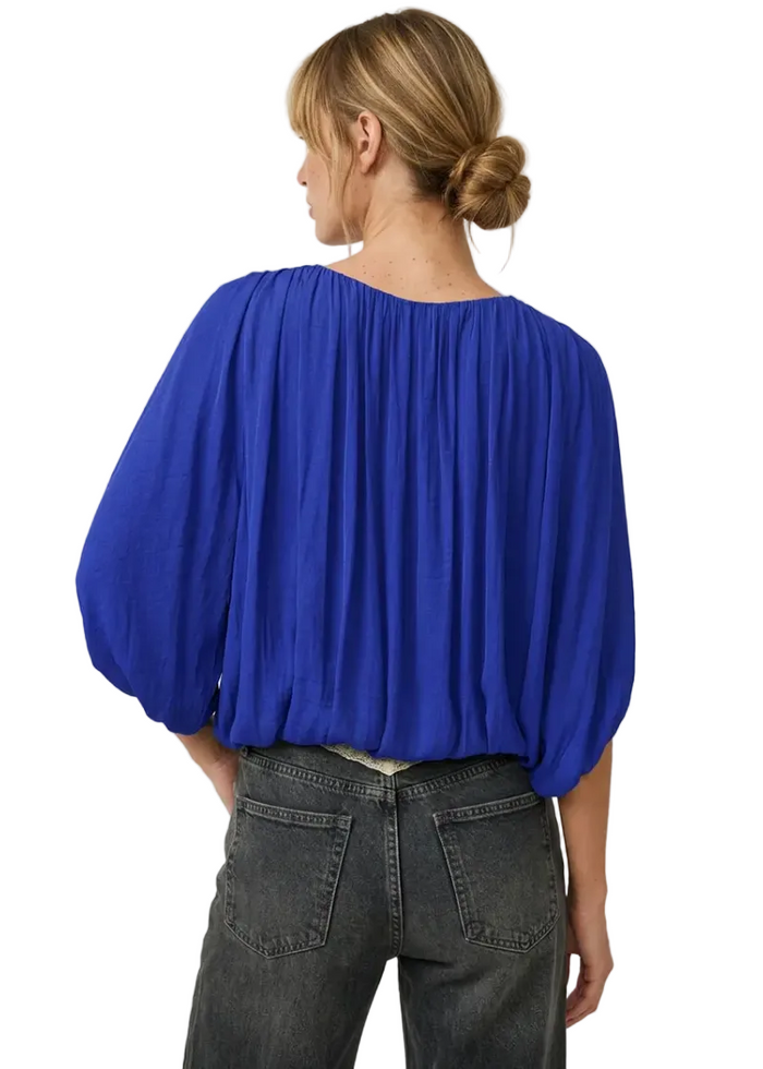 Grecian Drape Bubble Blouse