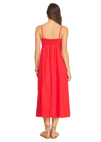 Top Stitch Bustier Linen Midi Dress