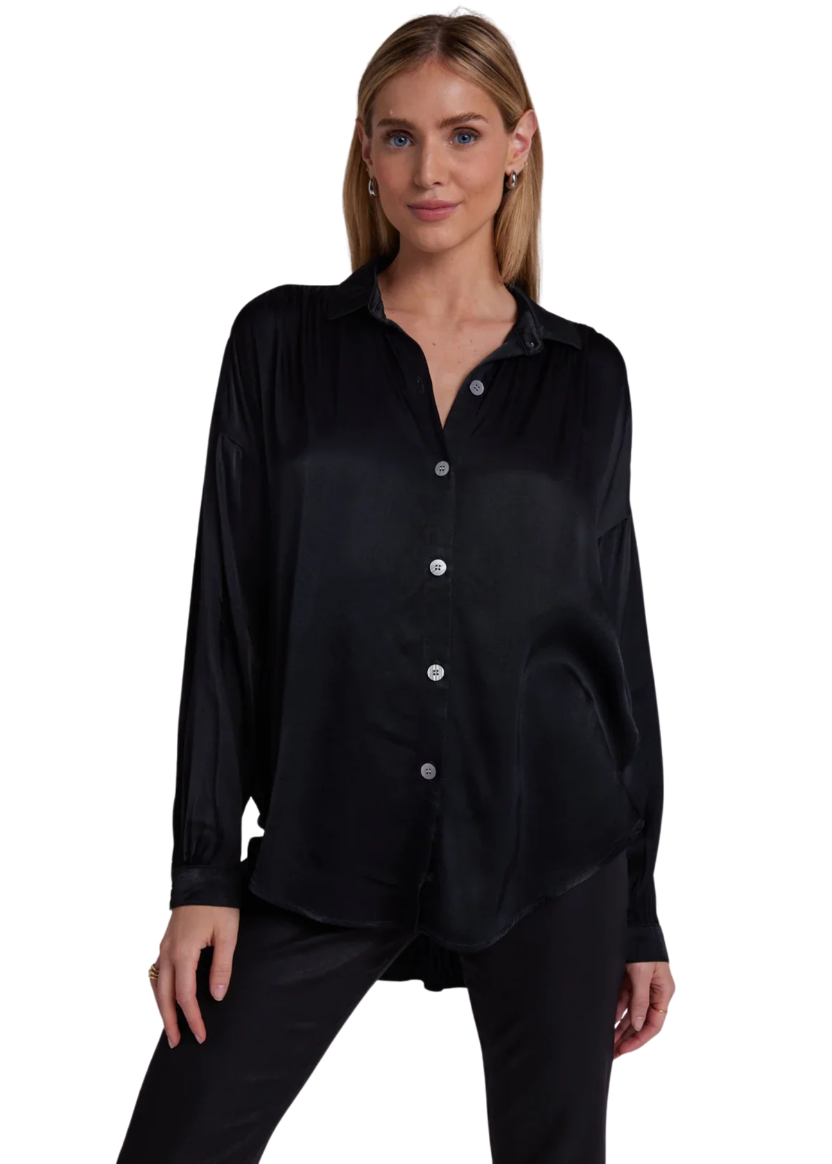 Flowy Wide Collar Button Down