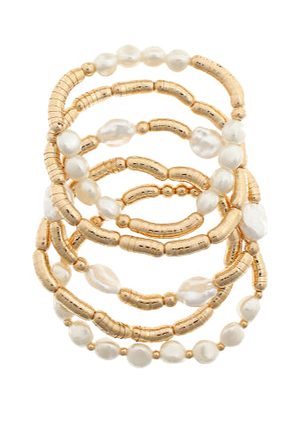 5 Row CCB Ball & Baroque Pearl Bracelet