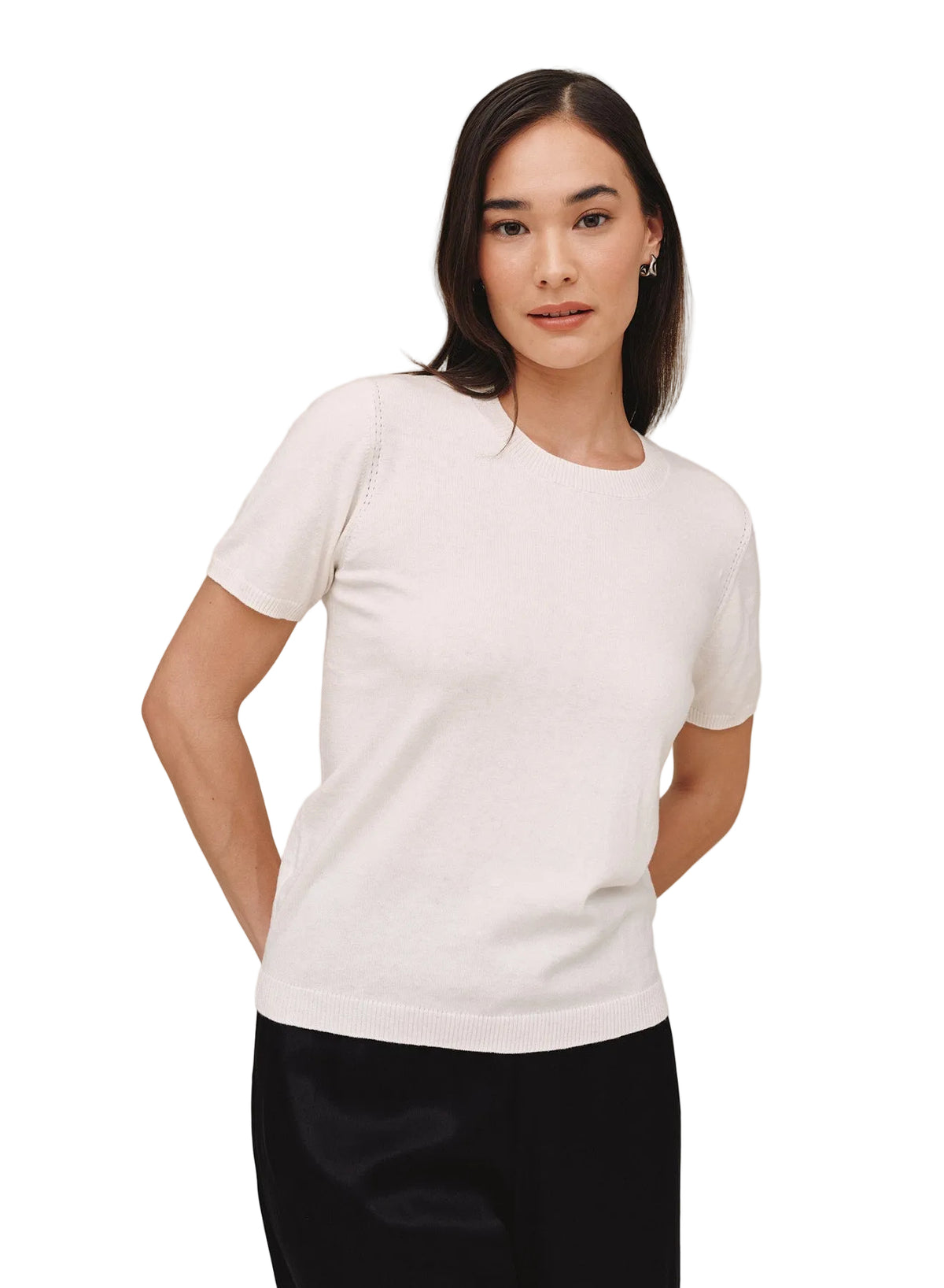 Short Sleeve Crew Neck Knit Top